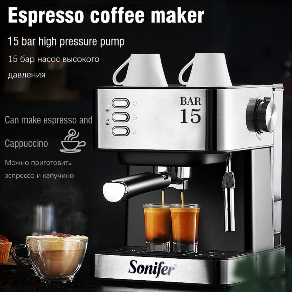 1 6L Electric Espresso Coffee Machine Coffee Grinder 15 Bar Express Electric Foam Coffee Maker Kitchen4 1