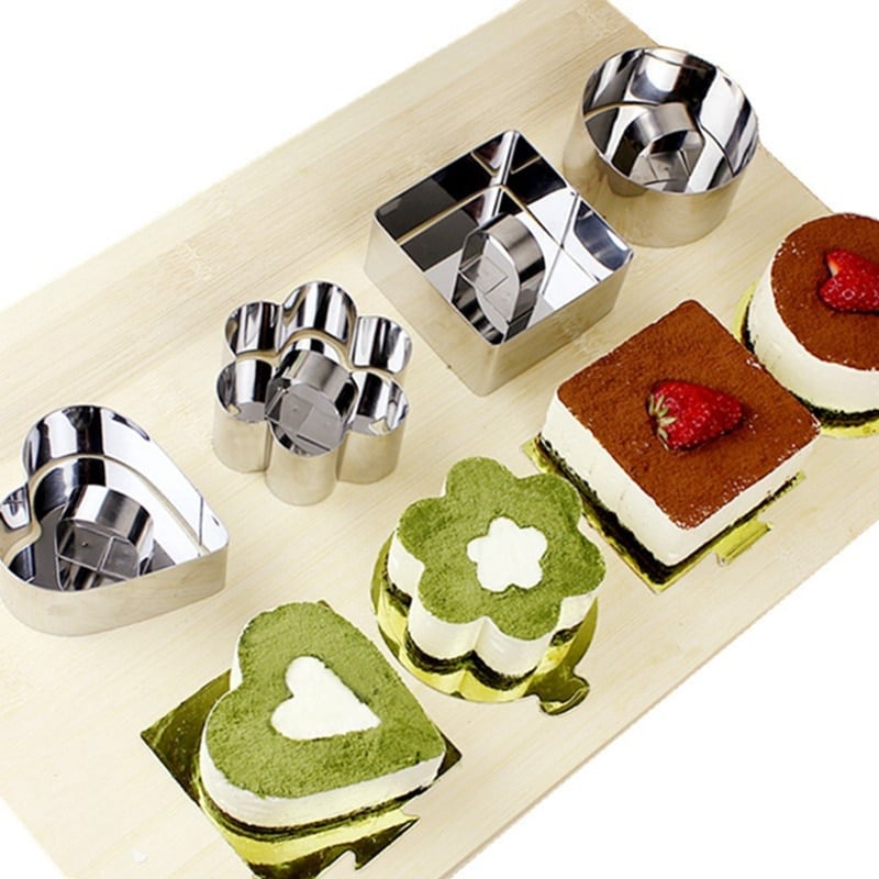 4 shape stainless steel mousse cake ring mold slicer cooking ring mould for