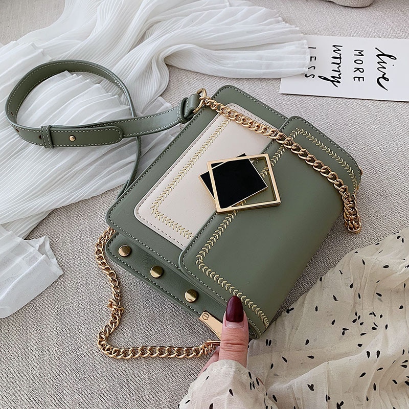 chain pu leather crossbody bags for women 2021 small shoulder simple special