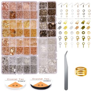 Jewelry Accessories Making Kit for Earring Hook Lobster Clasp Open Jump Ring Jewelry Supplies Making Connector Set for Beads