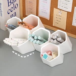 MOHAMM Multi-functional Stationery Storage Box Pen Holders with 6 Compartments for Student Desk Organizer Office Accessories