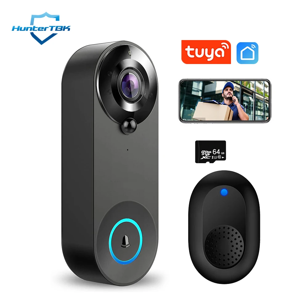 1080P Wireless WIFI Doorbell Video Intercom Door Bell with Camera Tuya Smart Home for Security Protection PIR Motion Detection