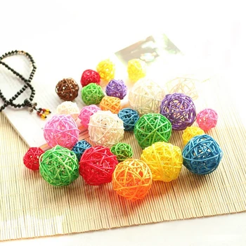 10Pcs/lot 3cm Artificial Straw Ball For Birthday Party Wedding Decoration Rattan ball Christmas Decor Home Ornament Supplies