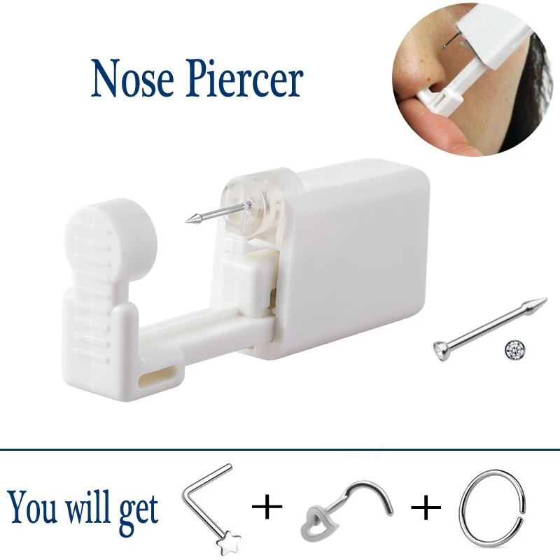 1pc Disposable Safe Sterile Nose Ring Stud Piercing Unit Set Gun Tool Earring Professional Machine Kit Nariz Women Body Jewelry