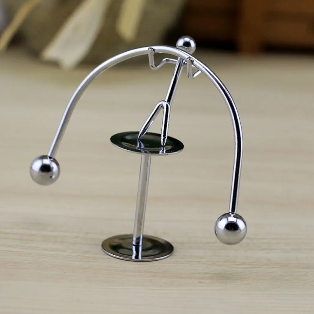 1pc Perpetual Balance Small Weightlifting Cartoon Newton Physics Science Newton Pendulum Metal Home Little Iron People Swing