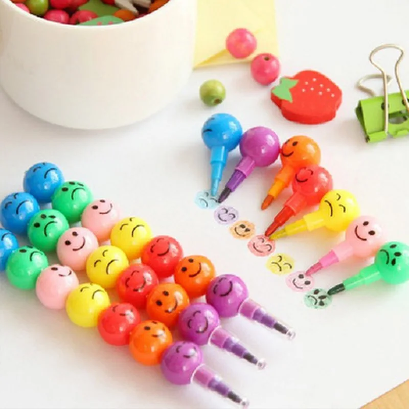 1pcs 7 Color Crayons Art Supplies for Kids Pastel Pen Drawing Set Stationery Smiley Face Crayons Kawaii School Supplies Drawing