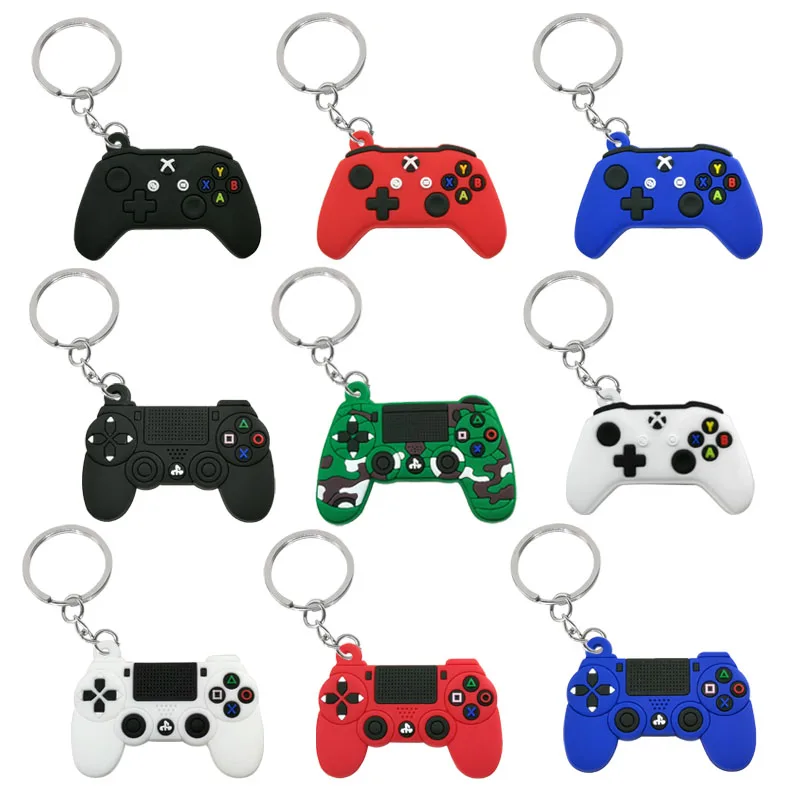 1PCS PVC Game Machine Keychain & Keyring Cute Gamepad Joystick Key Chain PS4 Game Console Keychains Bag Car Hanging