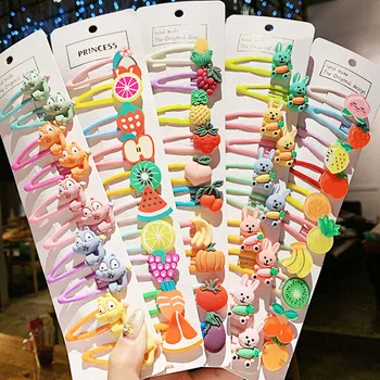 1Set Girls Cute Cartoon Animal Fruit Colorfur Hairpins Children Sweet Hair Clip Barrettes Headband Kids Fashion Hair Accessories