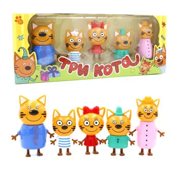 2019 New Hot 5pcs Happy Three Kitten Russian Action Figure Toy kid Cats e Cat Model Doll Kid Toy Children Christmas Gift