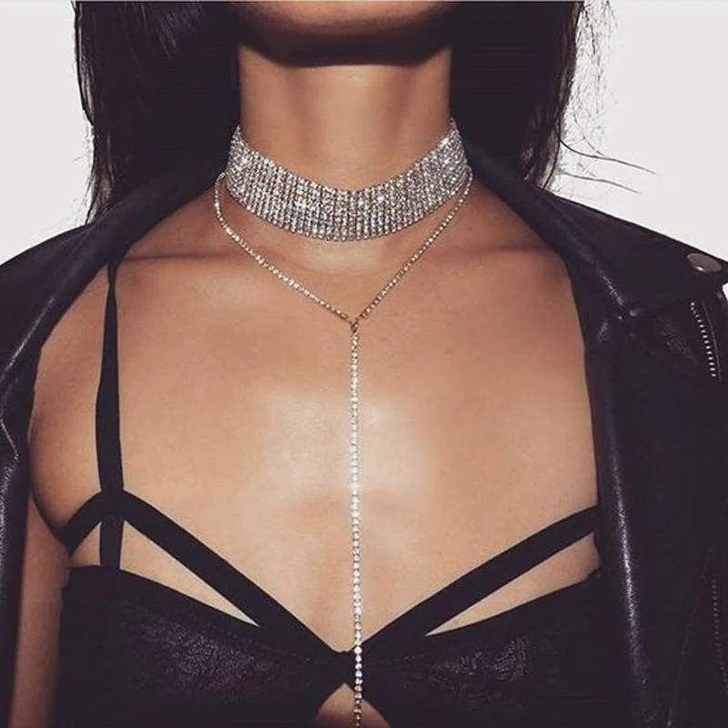 2019 NEW Selling Rhinestone Choker Crystal Gem Luxury Chokers Collar Chocker Chunky Y necklace Women jewelry Accessories Gifts