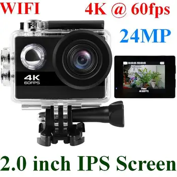 24MP Wifi Action Camera Ultra HD 4K 60fps 2.0'' IPS Screen Sport Camera Go Waterproof Pro Sports DV 170 Wide Angel Helmet Camera