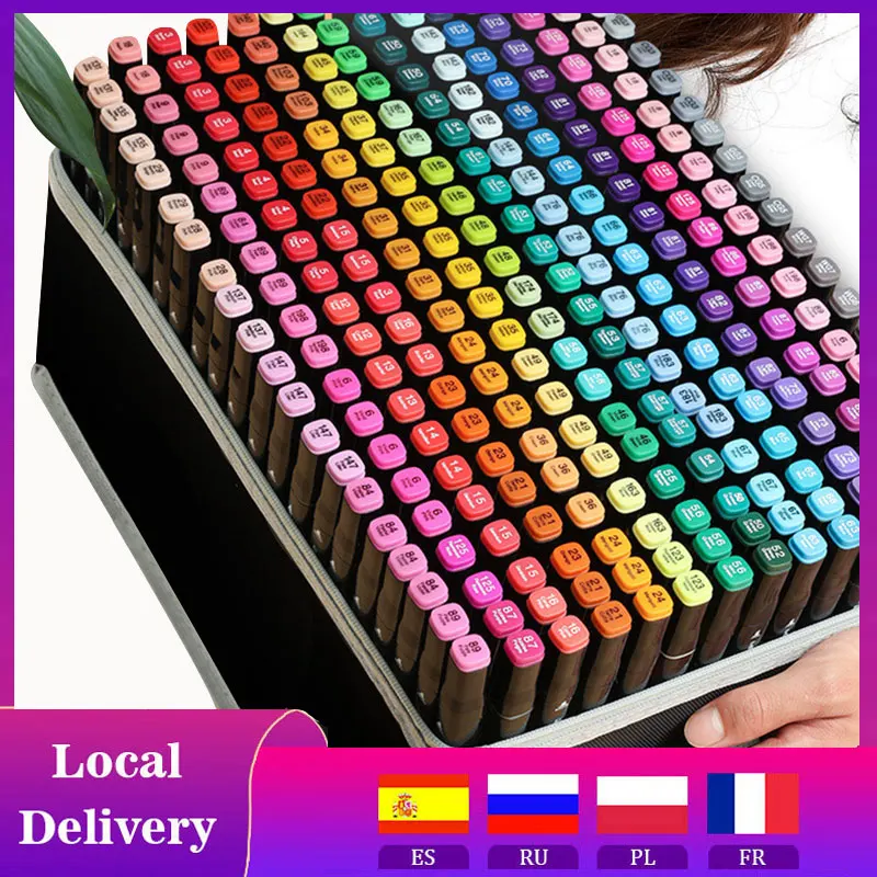 30/80/168/262 Colors Double Headed Marker Pen Set Sketching Oily Tip Alcohol Based Markers For Manga Drawing School Art Supplies