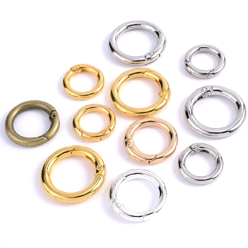 3/5/10Pcs/Lot Metal Spring Openable Metal Spring Gate O Ring for DIY Jewelry Making Keychain Bag Clips Hook Connector 20/25/28mm