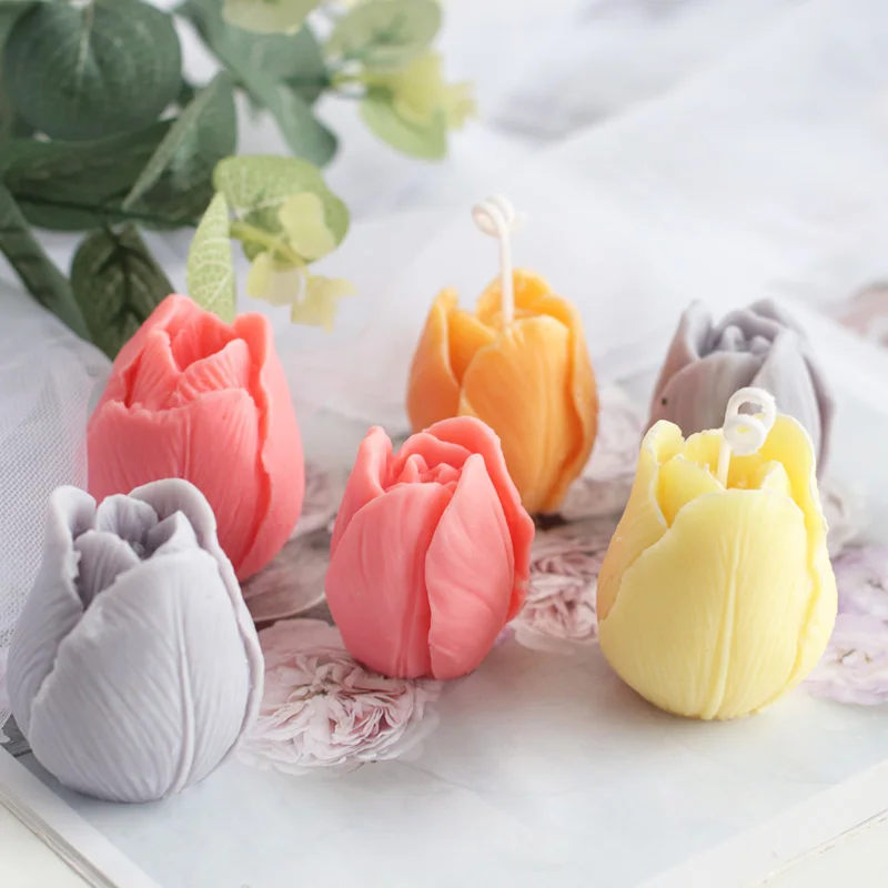 3D Tulip Candle Mold Handmade DIY Flower Soap Silicone Mold Chocolate Cake Mold Silicone Mold Soap Forms Soap Making Supplies