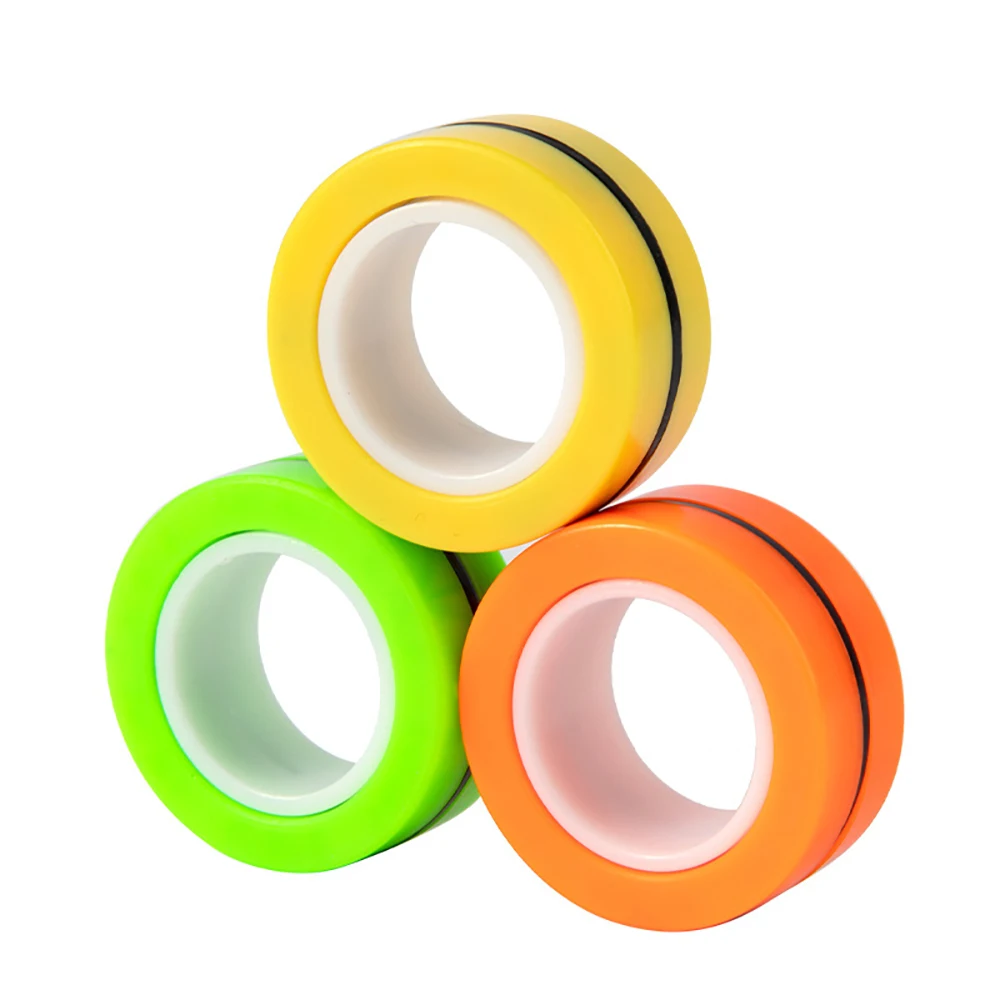 3pcs Magnetic Rings Unzip AntiStress Fidget Ring Spinner Magnetic Spinne Fidget Ring Magic RingTool Bracelet For Children Adult