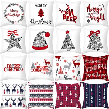 45x45cm Cartoon Santa Claus Elk Christmas Pillowcase 2020 Christmas Decor for Home Merry Christmas Ornament Navidad Xmas Gifts