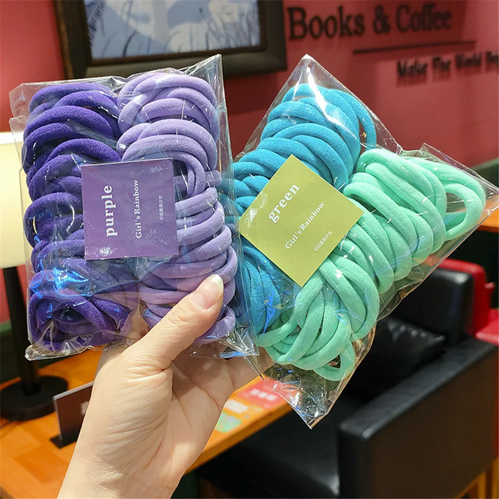 50Pcs/Set Women Girls 4CM 2CM Colorful Nylon Elastic Hair Bands Ponytail Holder Rubber Bands Scrunchie Headwear Hair Accessories