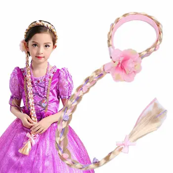 6 Styles Kids Girls Blonde Cosplay Weaving Braid Tangled Rapunzel Princess Headband Hair Accesorries Girl Wig Headwear