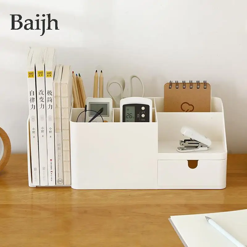 ABS Desk Office Organizer Stickers Bins Storage Holder Desktop Pencil Pen Sundries Stretchable Box Stationery School Supplies