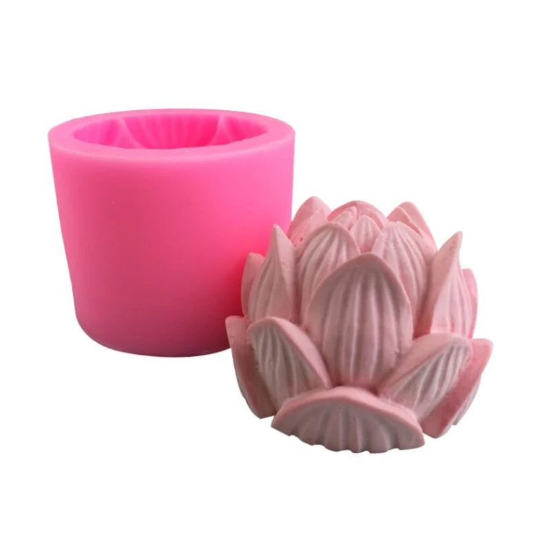 Aromatherapy Candle Silicone Mold 3D Lotus Flower Shape Soap Silicone Mould DIY Candle Form Soap Mould Cake Decoration Supplies