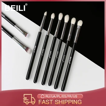 BEILI Professional 8pcs Classic Natural Eye Makeup Brushes Set Eye Shadow Eyebrow Blending Smokey Black Beauty Make up Brushes