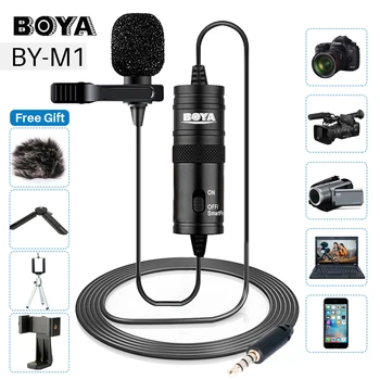 BOYA BY-M1 3.5mm Lavalier Lapel Microphone Smartphone DSLR Recording Video Record Microphone for iPhone 12 Pro Max Tiktok Live