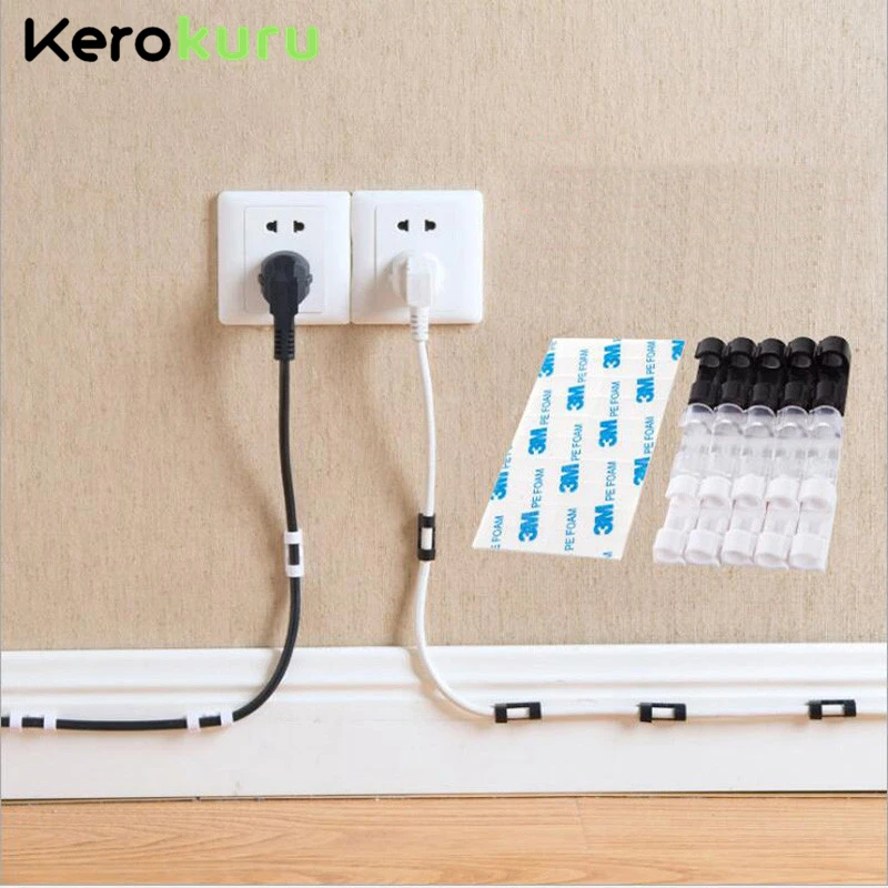 Cable Organizer Clips Cable Management Desktop & Workstation ABS Wire Manager Cord Holder USB Charging Data Line Bobbin Winder