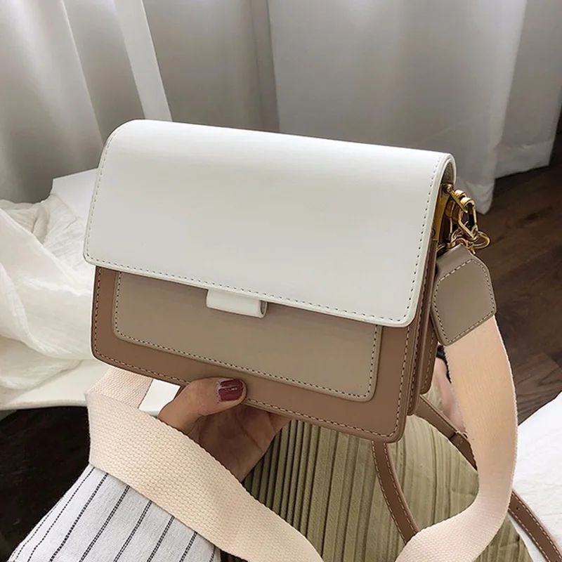 Contrast color Leather Crossbody Bags For Women 2021 Travel Handbag Fashion Simple Shoulder Simple Bag Ladies Cross Body Bag