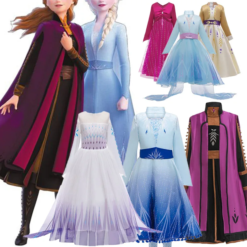 Cosplay Costume Anna Elsa Dress Girls Princess Dresses For Girls Kids Clothes Carnival Party Wedding Dress Children Clothing