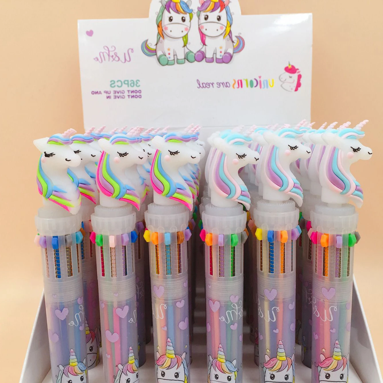 Cute Unicorn Power 10 Colors Chunky Ballpoint Pen Kawaii Rollerball Pen School Office Supply Gift Stationery Papelaria Escolar