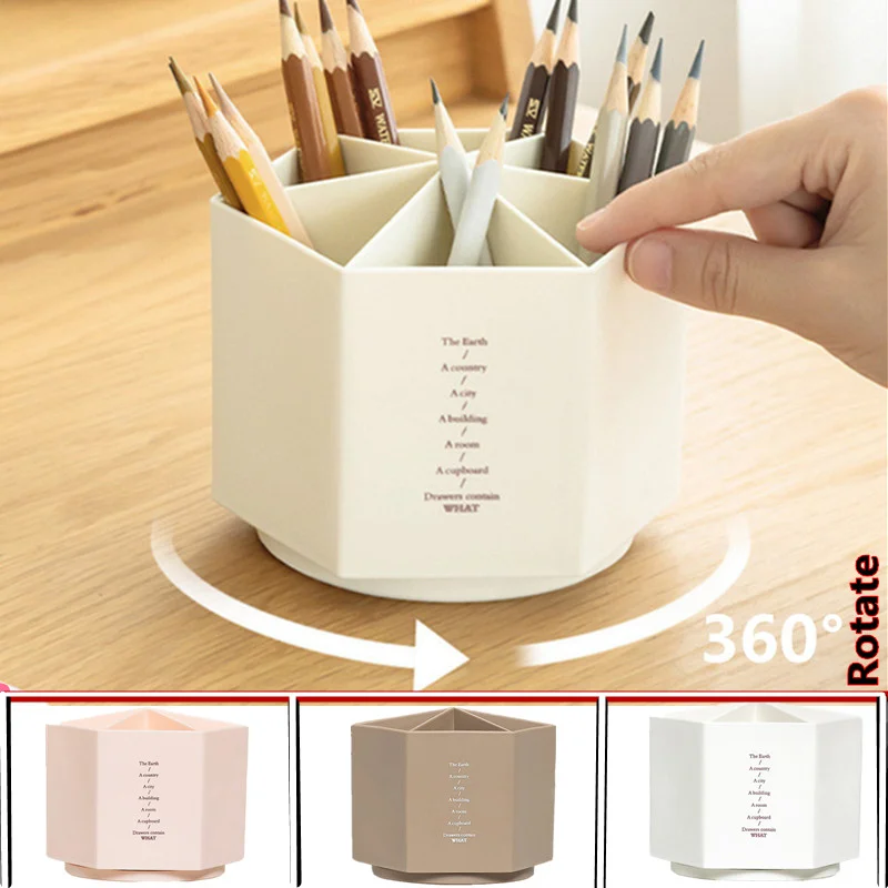 Desk Organizer Accessories Pen Holder Desktop Hexagon Pencil Pot Large Capacity Stationery 2022 Storage Box Escritorio