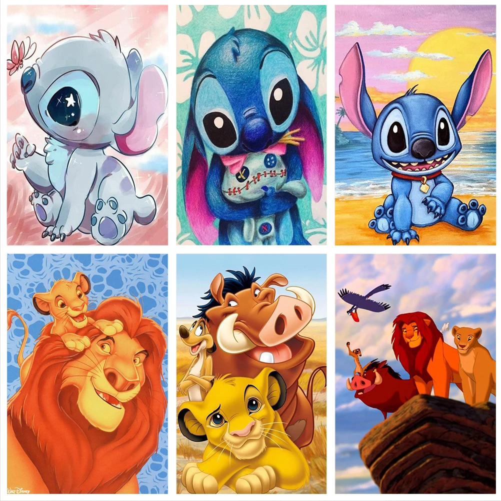 Disney Cartoon Lilo Stitch Nani 5D DIY Diamond Painting Round Diamond Mosaic Embroidery Children's Room Decor Handwork Gift