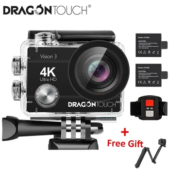 Dragon Touch 4K Action Camera 16MP Vision 3 Underwater Waterproof Camera 170 ° Wide Angle WiFi Sports Camera with Remote Control