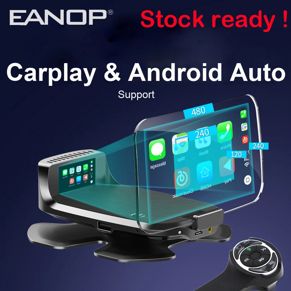 EANOP M60 HUD 7'' Digital OBD2 Head Up Display Car Media Projector Support Carplay Andorid Auto FM google GPS Navigation Aux