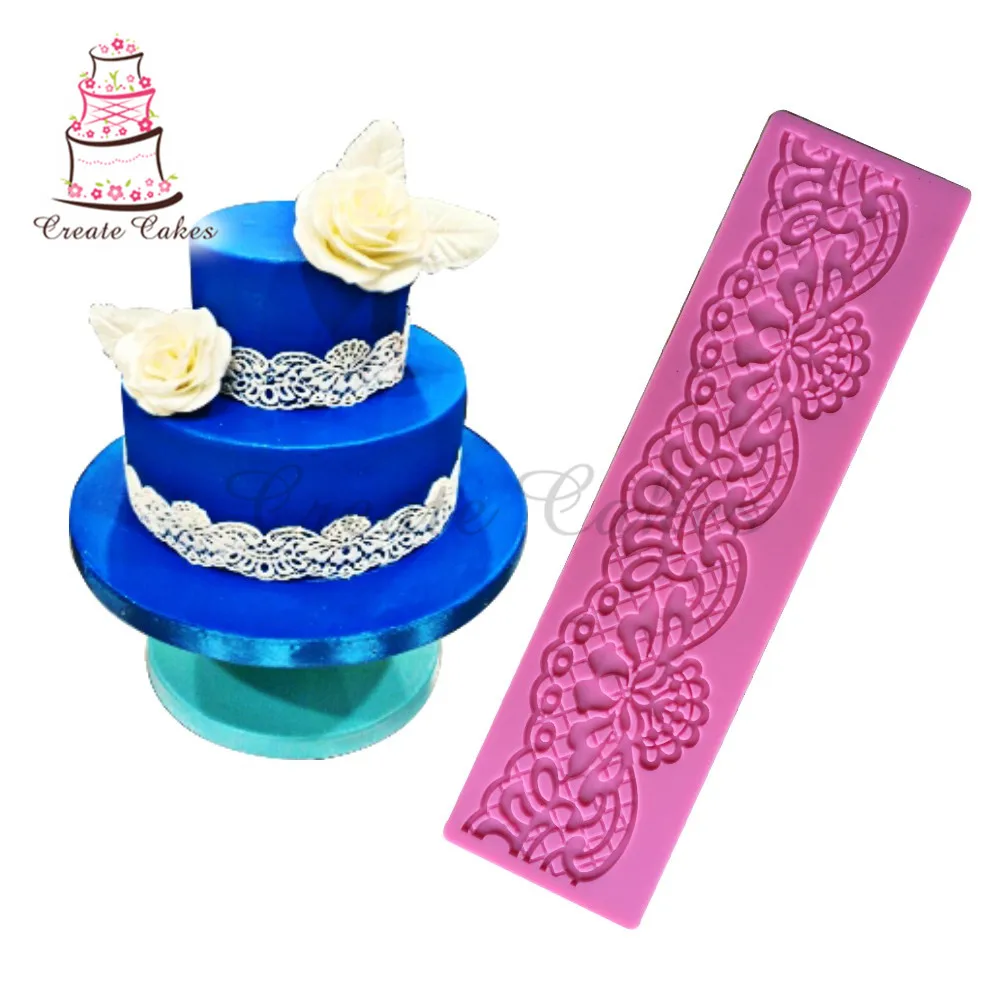 Flower Shape Lace Mat Border Decoration Lace Mold Silicone Sugar Lace Pad Fondant Cake Decorating Tools Baking Tools