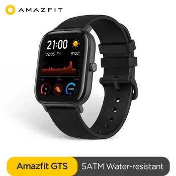 Global Version Amazfit GTS Smart Watch 5ATM Waterproof Smartwatch 14Days Battery GPS Music Control Leather Silicon Strap