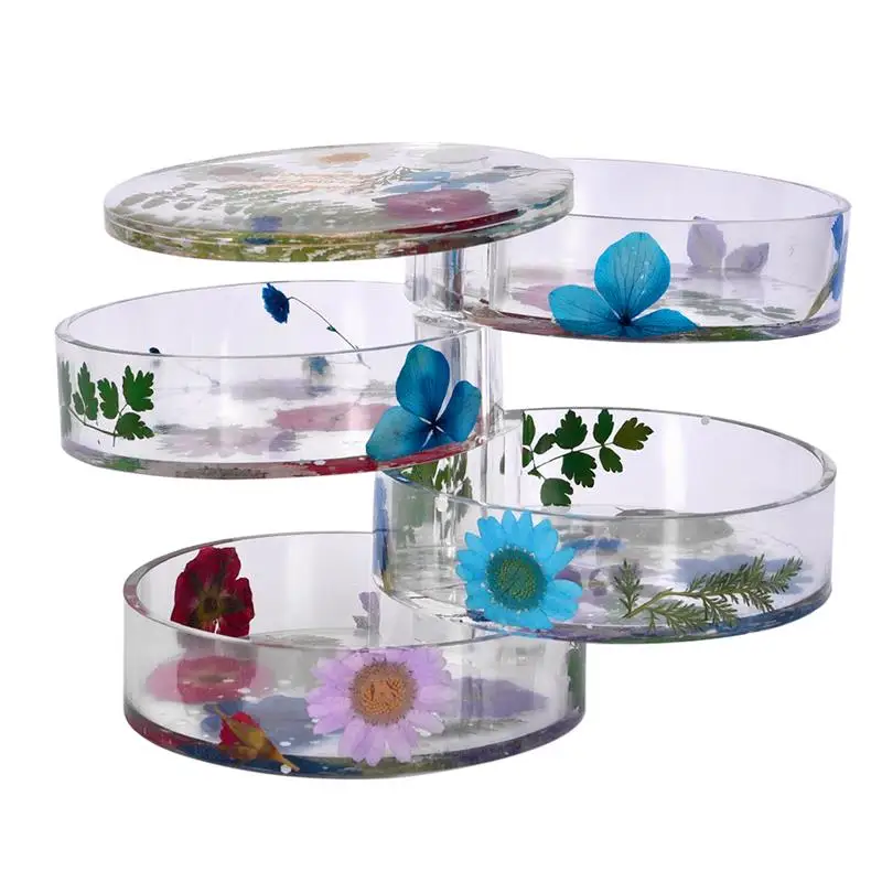 Handmade Rotating 3-Tiered Tray Jewelry Storage Organizer Mold DIY Box Epoxy Resin Casting Silicone Mold Art Craft Tools