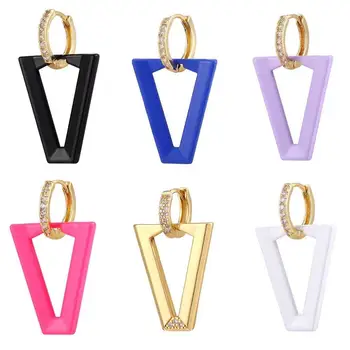 HECHENG ,1pc ,Colorful Triangle, Hole Drop Earring, Wholesale, for Women, Neon Fluorescent Jewelry