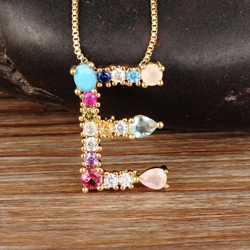 Hot Sale Gold Color Initial CZ Necklace Charm Letter Necklace Name Jewelry For Women Accessories Girlfriend Best Gift