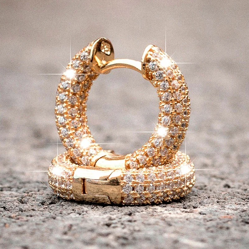 Huitan Luxury Women Small Hoop Earrings Dazzling Micro Paved CZ Stones Versatile Female Accessories High Quality Fashion Jewelry