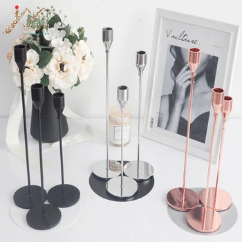 IMUWEN Metal Candle Holders Luxury Candlestick Fashion Wedding Candle Stand Exquisite Candlestick Christmas Table Home Decor