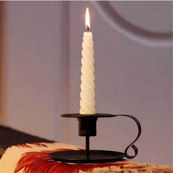 Iron European Style Candlestick Stand Candle Holder Vintage Retro Style Classic Look Taper Holder Matte Black For Wedding