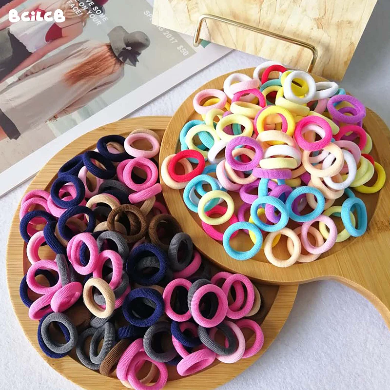 Kid Small Hair Bands Baby Girl Children Headbands Colorful Elastic Hair Tie Nylon Scrunchie Hair Rope 50/100pcs Hair Accessories