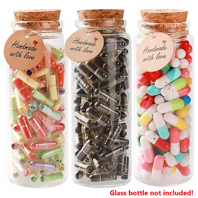 Message Capsules Love Pill with Roll Paper Blank Notes Wish Bottle Capsule Emoticon Smile Pills Wedding Party Valentine's Gift