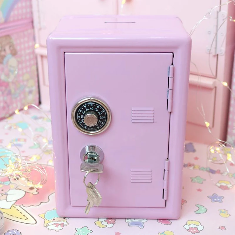 Mini Dormitory Storage Cabinet Modern Ins For Girls Cute Safe Box Decorative Deposit Piggy Bank Metal Iron Home Decor Hucha