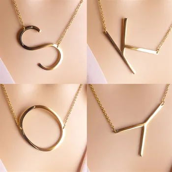 New Minimalist stainless steel 26 A-Z Letter Name Initial Necklaces For Women Long Big Letter Pendant Girl gift