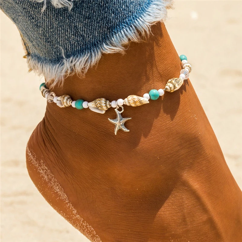 New Shell Beads Starfish Anklets for Women Beach Anklet Leg Bracelet Handmade Bohemian Foot Chain Boho Jewelry Sandals Gift