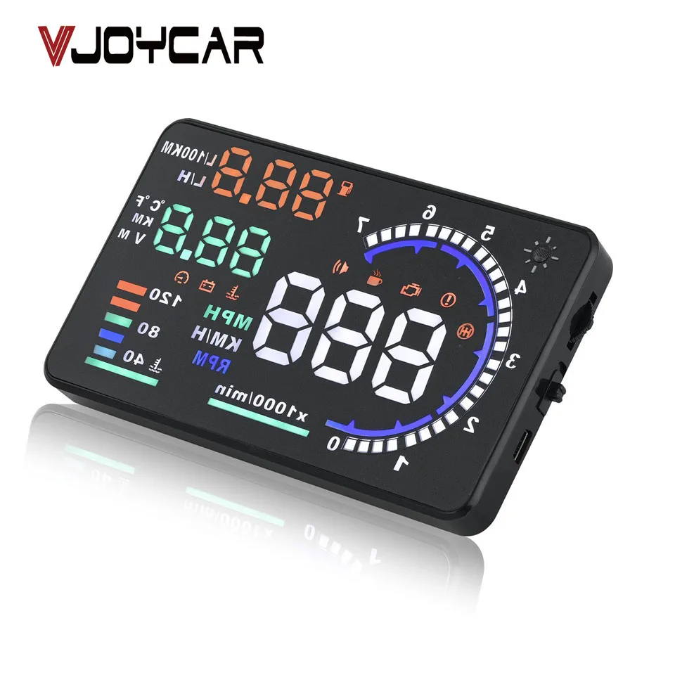 OBD2 HUD Car Head Up Display 5.5' A8 LED Windscreen Projector OBD Scanner Speed Fuel Warning Alarm Data Diagnostic Tool 4' D2000