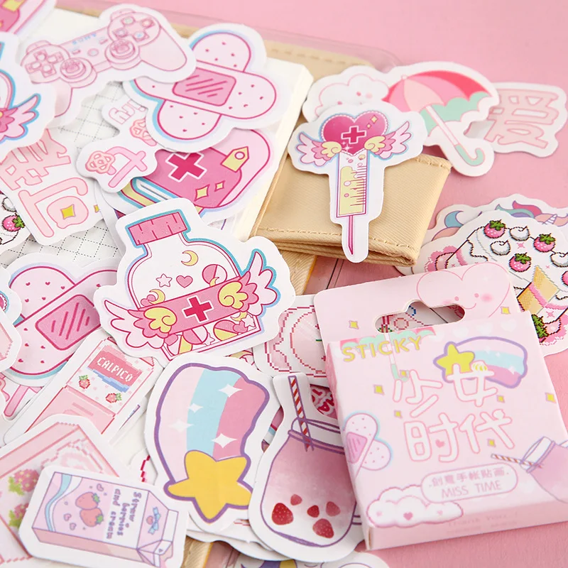 Pink Girlhood Mini Paper Sticker Decoration Diy Ablum Diary Scrapbooking Label Sticker Kawaii Japanese Stationery Stickers