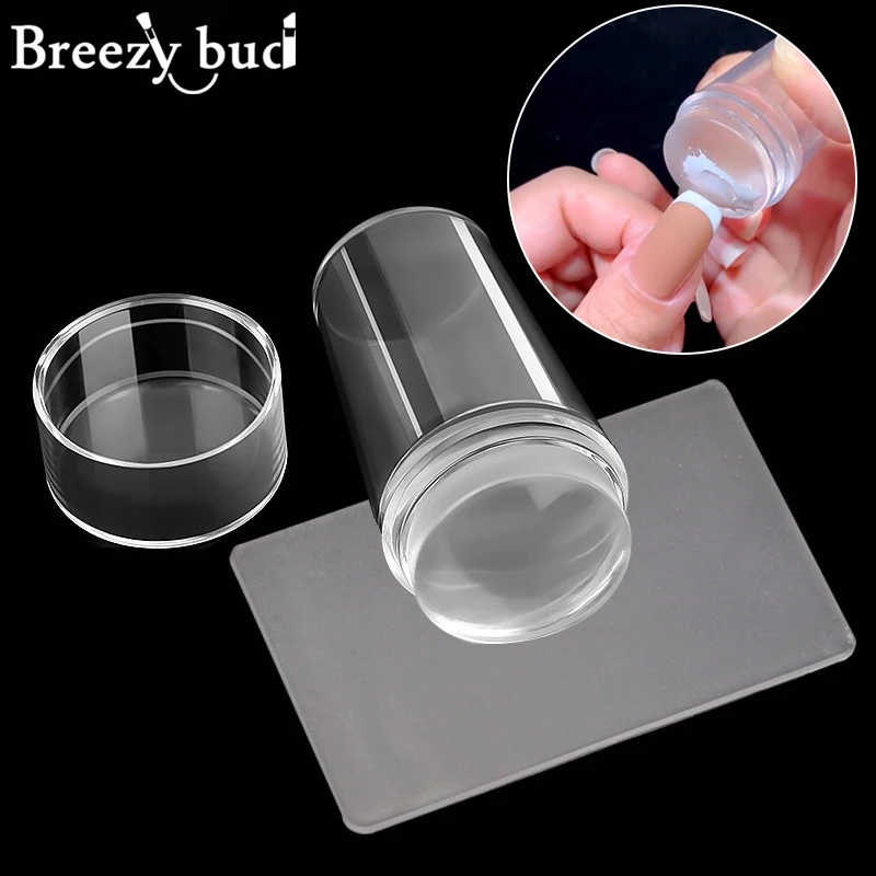 Silicone Nail Stamper French Nail Tips Double Head Transparent Jelly Stencil Template Seal Stamper Scraper For Fast Nails Tip